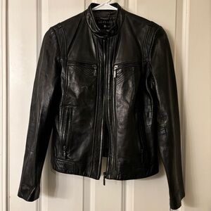 Bernardo genuine leather moto jacket black, medium petite.